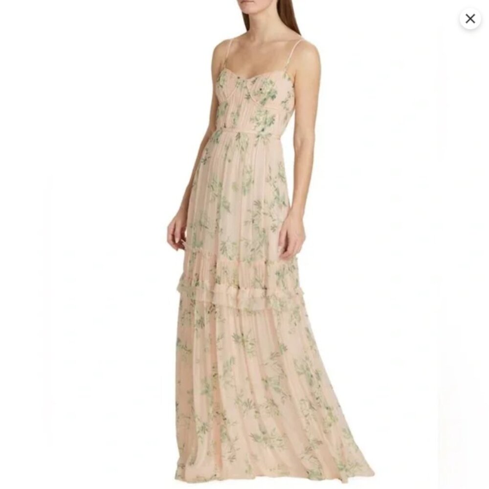 ML Monique Lhuillier Chiffon Maxi Dress size 10